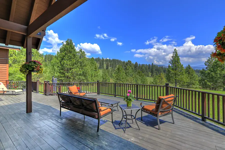 A deck adjoining the kitchen increases the enjoyment of outdoor living.