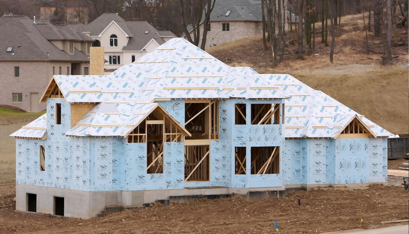 House wrap on a home under construction