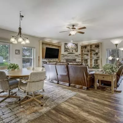 Living room and kitchen dining area